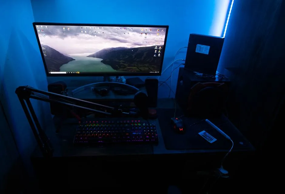 streamer pc with rgb lighting and microphone