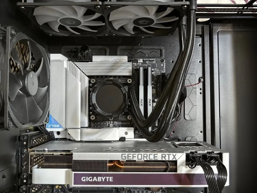 assembled rtx 5070 gaming pc build with rgb fans