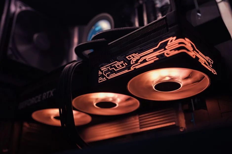 High-end gaming PC interior with liquid cooling and RGB lighting