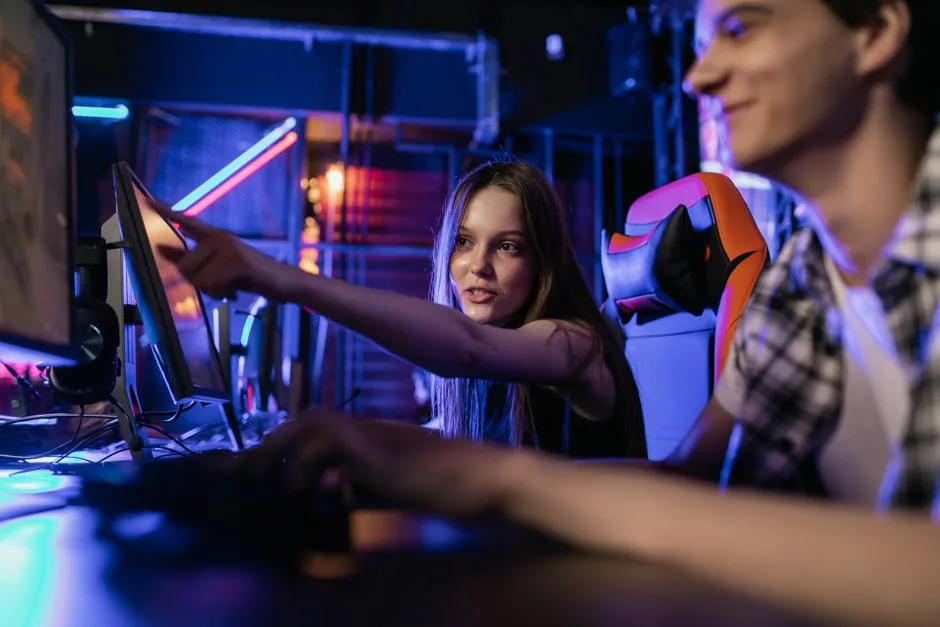 A high-refresh-rate gaming monitor paired with a capable gaming PC