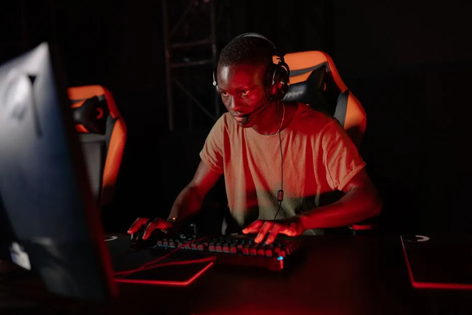 Professional gaming PC build with high-end components in a competition setting