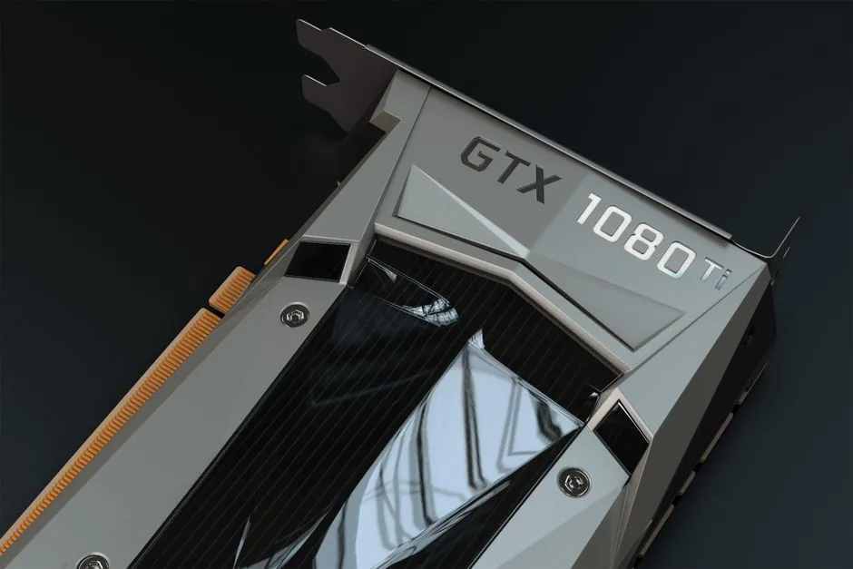 RTX vs GTX comparison chart — a close-up of a GTX graphics card