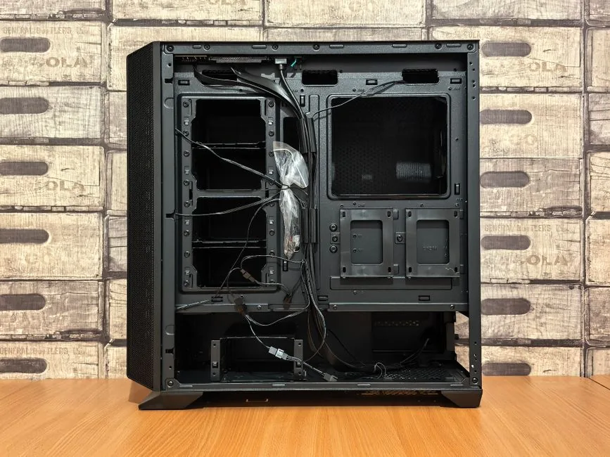 a clean gaming pc build interior with tidy cable routing