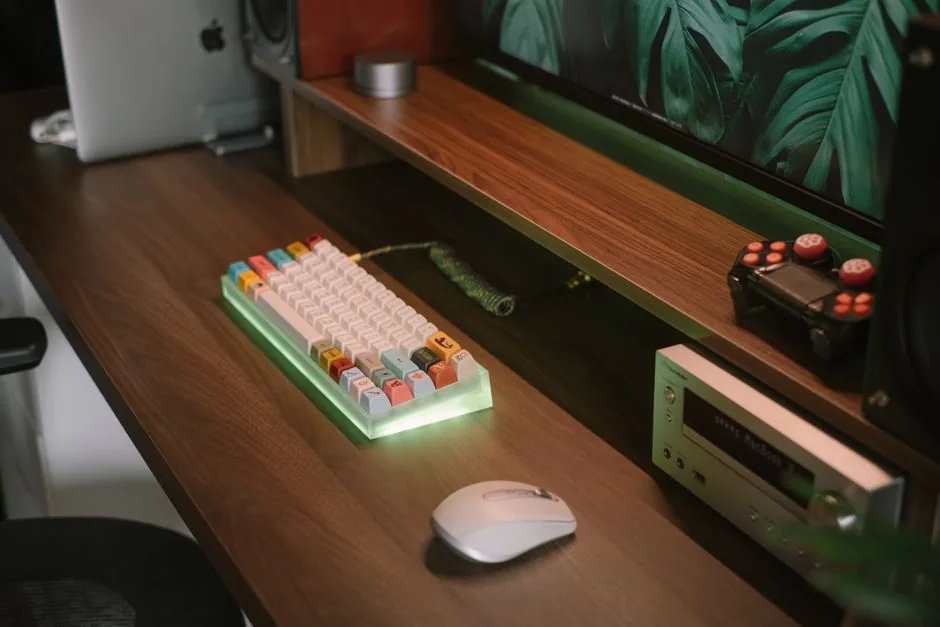aesthetic gaming pc build on desk