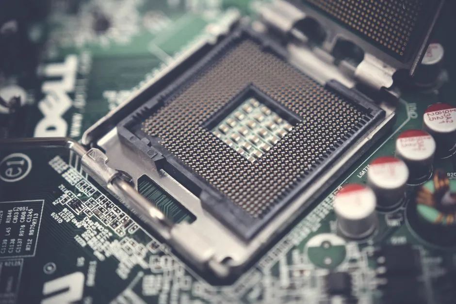 a CPU socket on a circuit board waiting for its next processor
