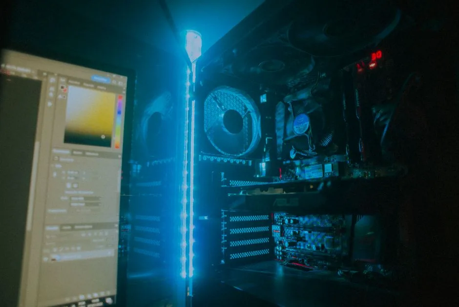 RTX 5080 build — illuminated gaming PC showcasing cooling fans and hardware