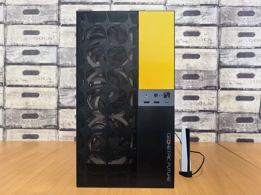 high-end tower with liquid cooling and multiple RGB fans